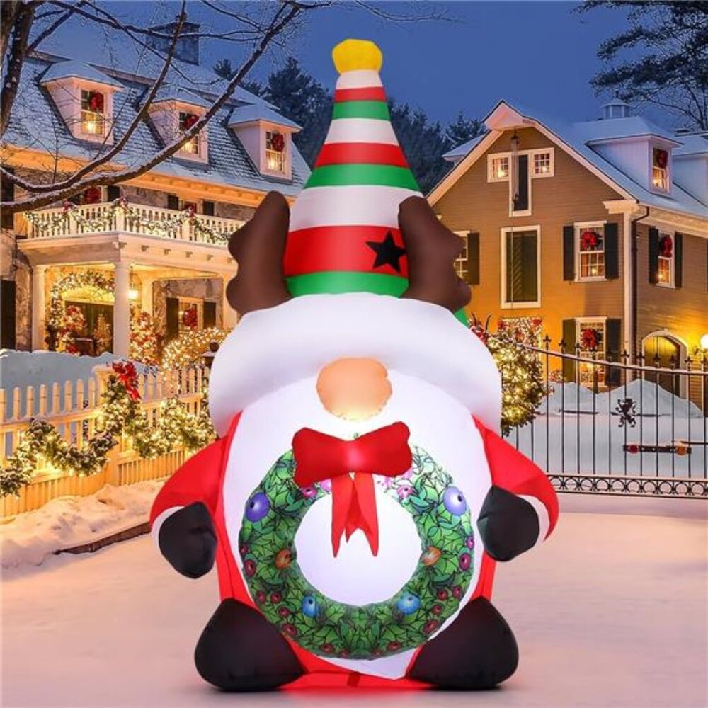 5 FT Christmas Inflatables Gnomes Outdoor Decorations Blow Up Yard Cute